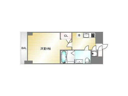 エスリード神戸ハーバークロス(1K/13階)の間取り写真