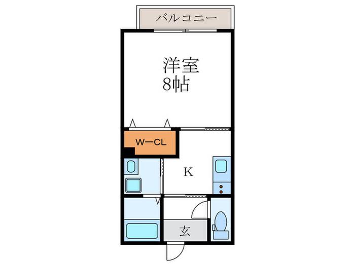 クレスト西京極(1K/2階)の間取り写真