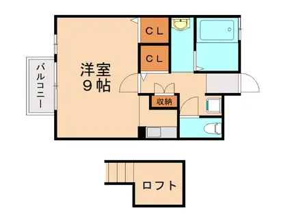 アムール清風(1K/2階)の間取り写真