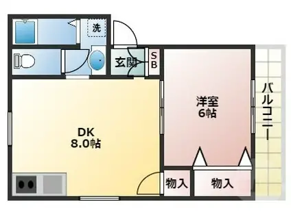 土井新大阪ビル(1DK/3階)の間取り写真