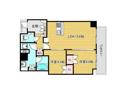 ザ・パークハウス神戸タワー(2LDK/25階)の間取り写真