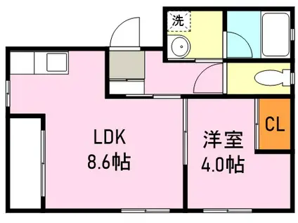 ボルドーII(1LDK/2階)の間取り写真