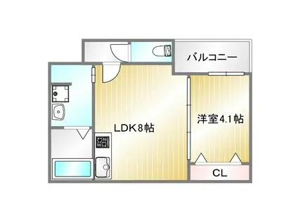 F RUBRA SEAM(1LDK/3階)の間取り写真