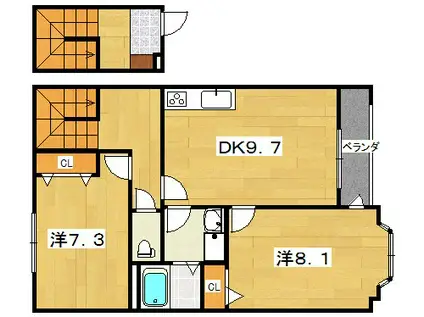 ヴィアレガーロ(2DK/2階)の間取り写真