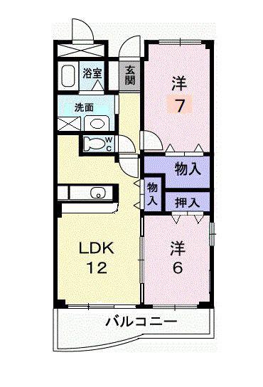 JR宇都宮線 久喜駅 徒歩7分 5階建 築26年(2LDK/2階)の間取り写真