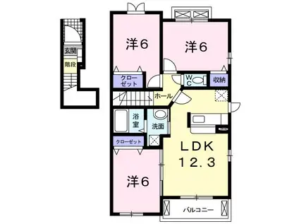サンライズ・ヴィラ A(3LDK/2階)の間取り写真
