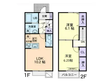 ファミーユ(2LDK/1階)の間取り写真