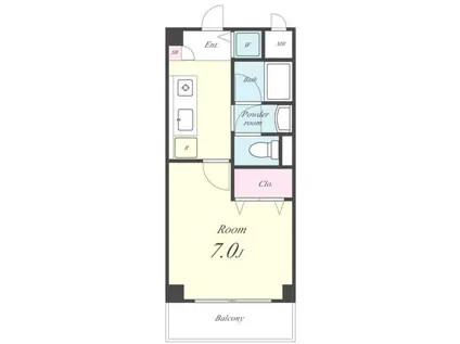 エスポワール湧の上 野洲市市三宅(1K/3階)の間取り写真
