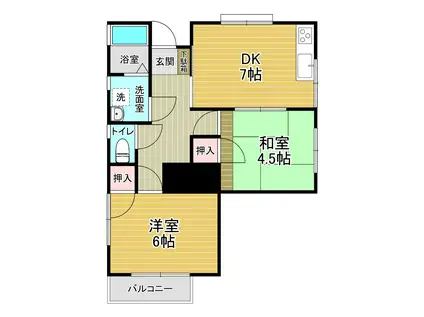 池原アパート(2DK/2階)の間取り写真