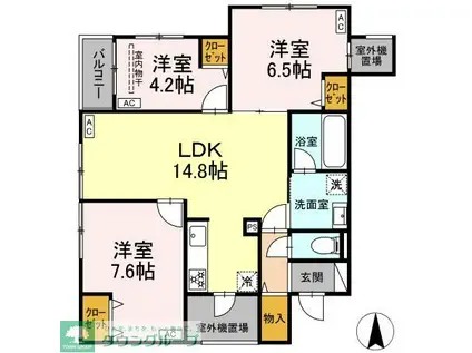 MOCRAFT中葛西(3LDK/2階)の間取り写真