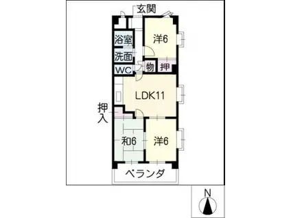 境川パレス(3LDK/4階)の間取り写真