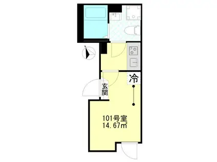 GRIP羽田(1K/1階)の間取り写真