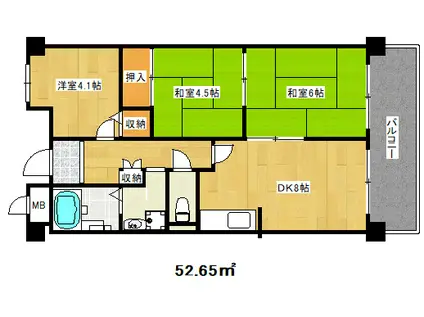 プロスペリテ神戸(3DK/3階)の間取り写真