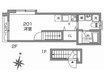 グランエッグス東高円寺(ワンルーム/2階)の間取り写真