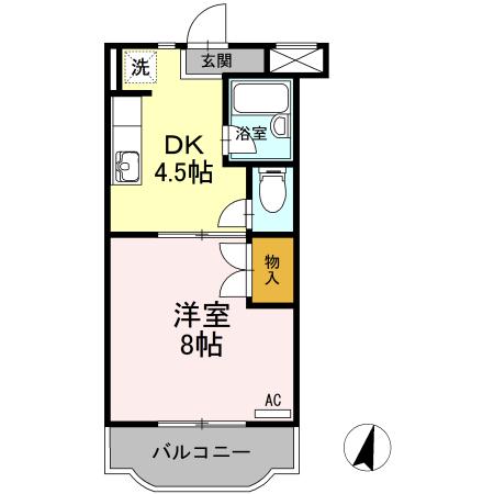 ファミーユIII(1DK/1階)の間取り写真