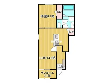 フルール レジデンスII(1LDK/1階)の間取り写真