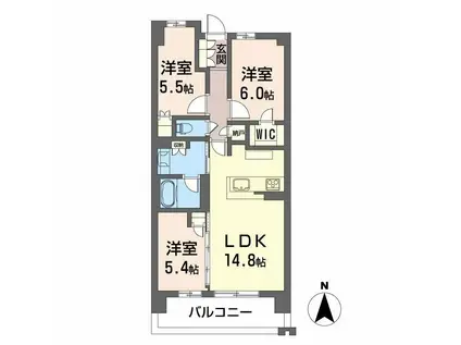 シエリアシティ明石大久保 B棟(3LDK/13階)の間取り写真