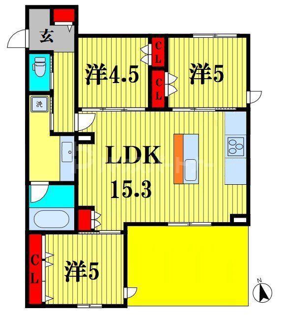 プランドール南流山(3LDK/2階)の間取り写真