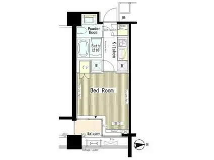 六本木エムケイアートレジデンス(1K/2階)の間取り写真