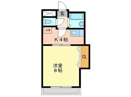 ラフィネ一の宮(1K/5階)の間取り写真