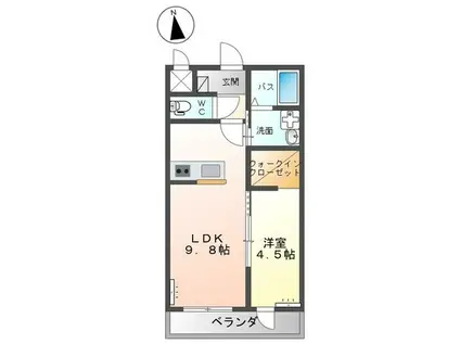 ルナ キャッスル(1LDK/1階)の間取り写真