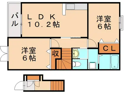 メゾン木屋瀬(2LDK/2階)の間取り写真