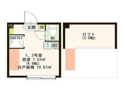 ハーモニーテラス中板橋IV(ワンルーム/2階)の間取り写真