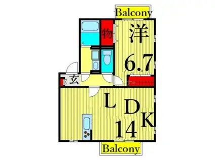 夢路オネスト(1LDK/3階)の間取り写真