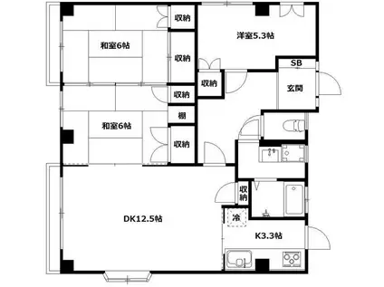 メゾン林(3LDK/1階)の間取り写真