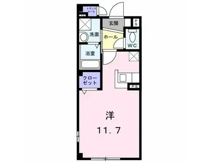 ビバーチェ(ワンルーム/2階)の間取り写真