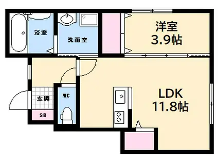 玖波4丁目アパート(1LDK/1階)の間取り写真