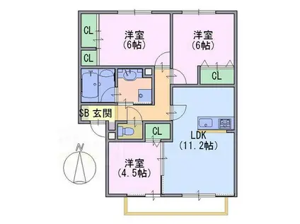 アミカル宮ノ前 1(3LDK/2階)の間取り写真