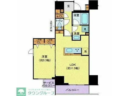 ジェノヴィア秋葉原スカイガーデン(1LDK/2階)の間取り写真