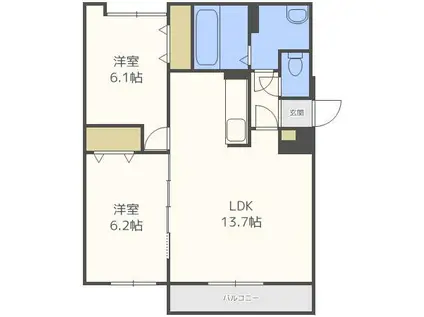 ラ・フェスタ・コンフォルト(2LDK/3階)の間取り写真