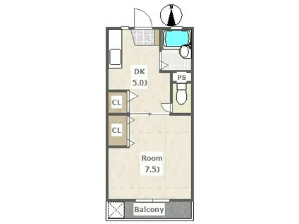 パルデンス西村(1DK/1階)の間取り写真