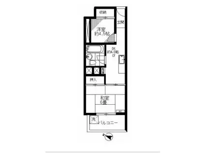 川口寿コーポ(2DK/6階)の間取り写真