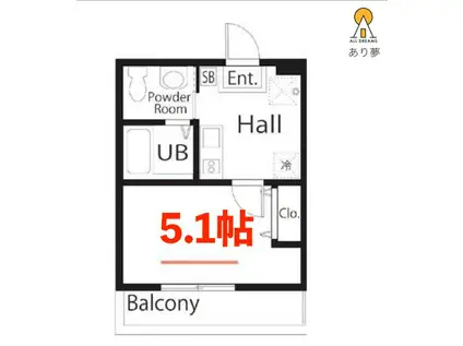 ハーミットクラブハウス根岸グラン(1K/2階)の間取り写真