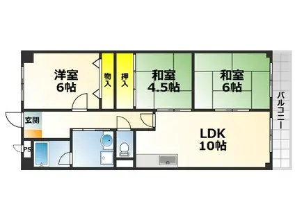 タボロッツァはごろも(3LDK/3階)の間取り写真