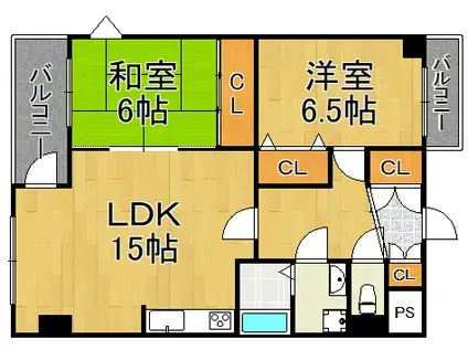 フレア武庫之荘(2LDK/1階)の間取り写真