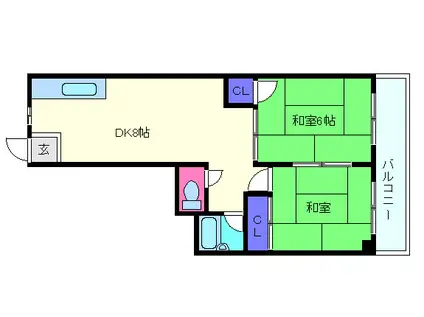 メープル王子公園(2DK/4階)の間取り写真