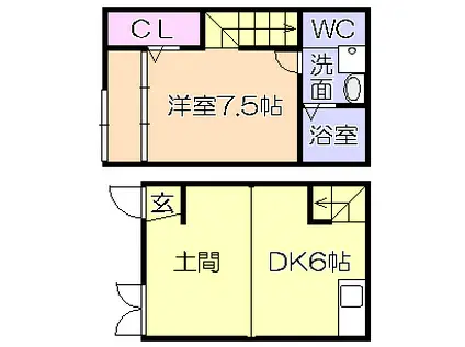 R-BOX津福III(1DK/1階)の間取り写真