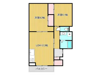 FUJIRIN PLAZA12(2LDK/3階)の間取り写真