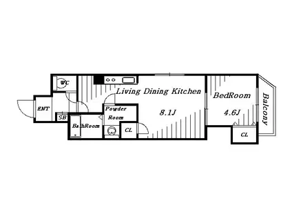 エスポワール(1LDK/2階)の間取り写真