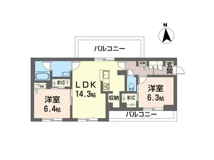 エクラシエ(2LDK/3階)の間取り写真