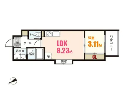 YELLSTAGE長束ウエスト(1LDK/1階)の間取り写真