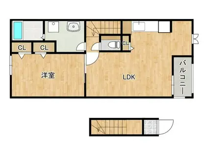 アマルフィ II(1LDK/2階)の間取り写真