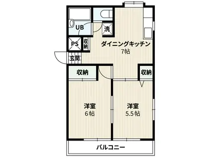 ヴィラハイム榎本(2DK/2階)の間取り写真