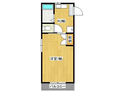 リトルハイム長岡(1K/3階)の間取り写真