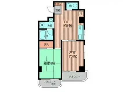 あざみ野第5エステービル(2DK/3階)の間取り写真