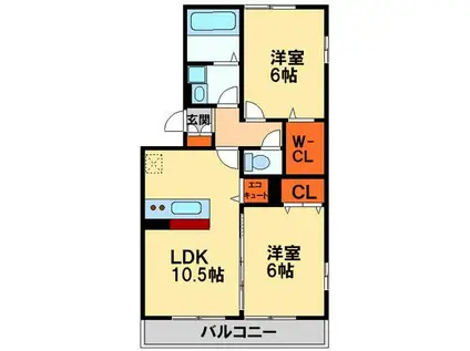 エーデルワイス(2LDK/3階)の間取り写真